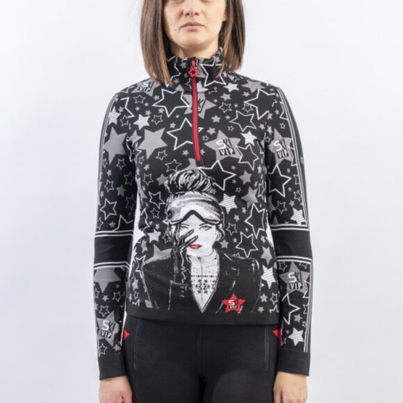 Newland women’s Ski Jacket Star Black and White Girl pattern size M New with Tag